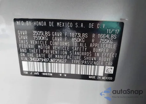 2018 Honda Fit Ex from USA, damaged, VIN 3HGGK5H87JM725627